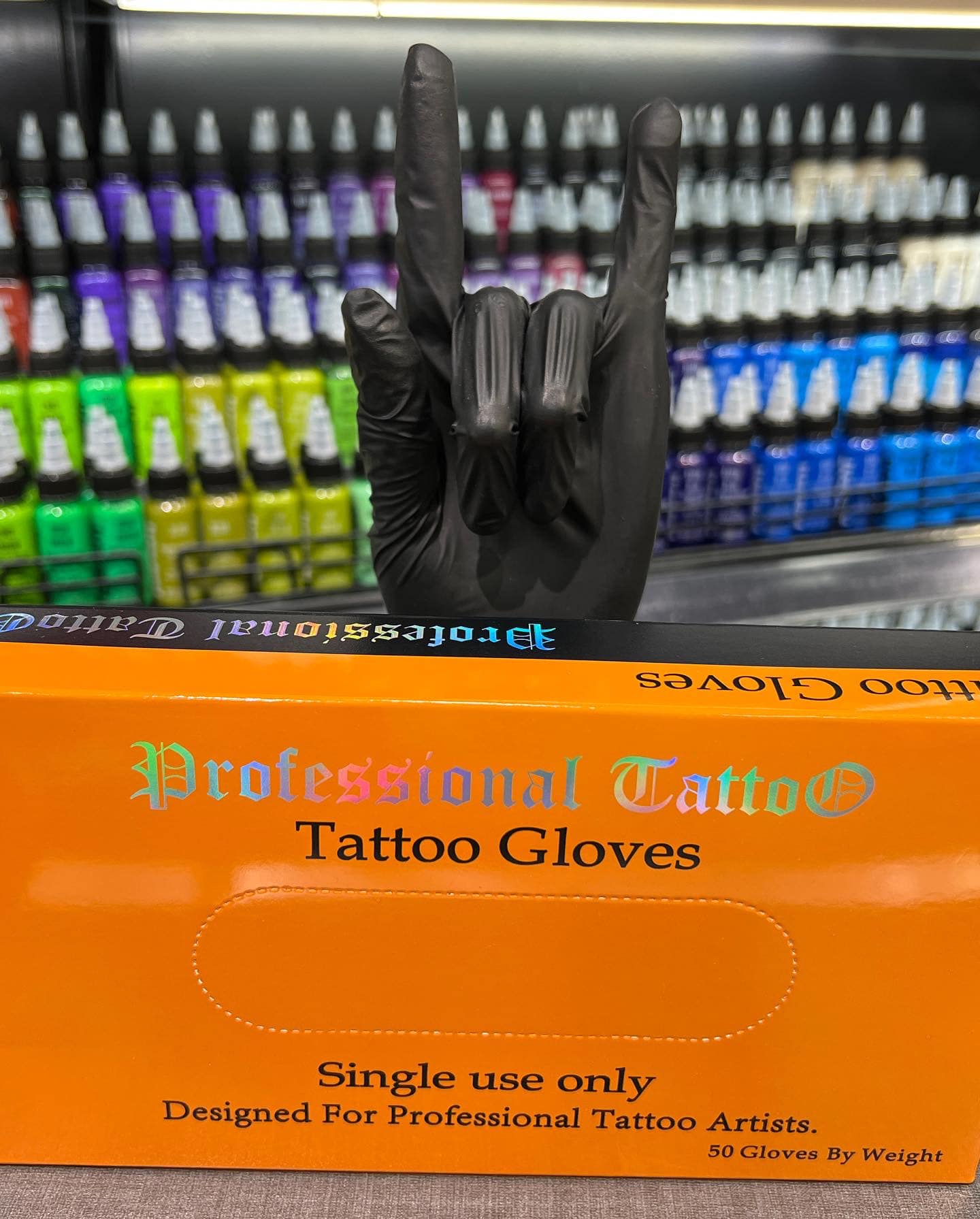Professional Tattoo ถุงมือProfessional Tattooกล่องเล็ก 50ชิ้น(25คู่) สีดำ