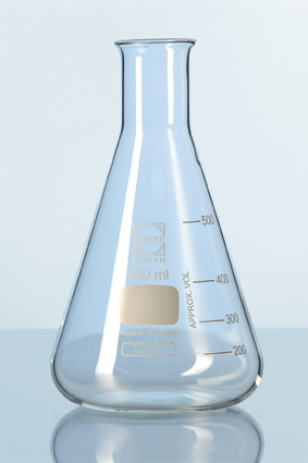 ขวดรูปชมพู่ คอแคบ 500 ml "Duran" Erlenmeyer Flask