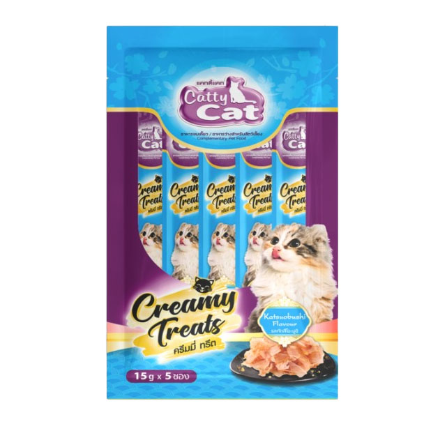 Catty Cat LF04 Creamy Treats รสัตสึโอะบูชิ 15 กรัม (1x5) ฟ้า