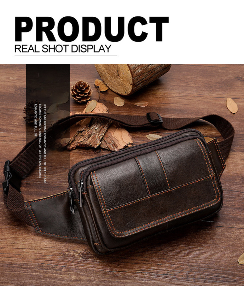 For You Leather LB35 กระเป๋าคาดเอว กระเป๋าคาดอก ผู้ชาย หนังแท้ ขนาดเล็ก กะทัดรัด LB35