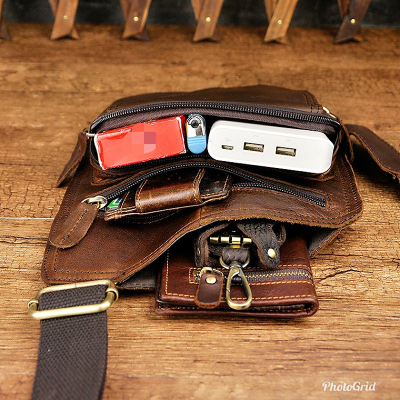 For You Leather LB32 กระเป๋าคาดอก ผู้ชาย หนังแท้ ทรงสี่เหลี่ยม LB32