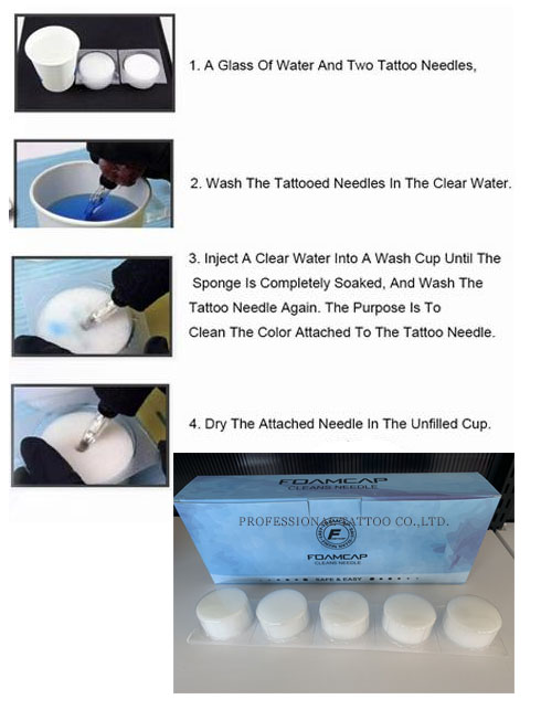 AVA Foamcap Cleans Needle (โฟมทำความสะอาดเข็ม) ถ้วยโฟมสำหรับทำความสะอาดเข็มสัก ปลายเข็ม 20 ชิ้น