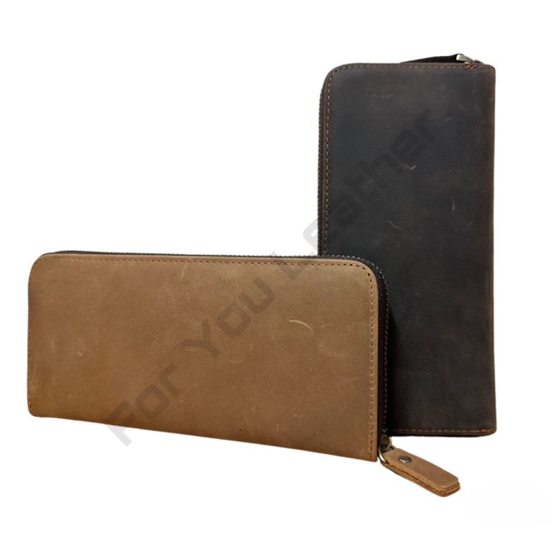 For You Leather WL11 กระเป๋าสตางค์ ผู้ชาย ใบยาว หนังแท้ แบบซิบ WL11