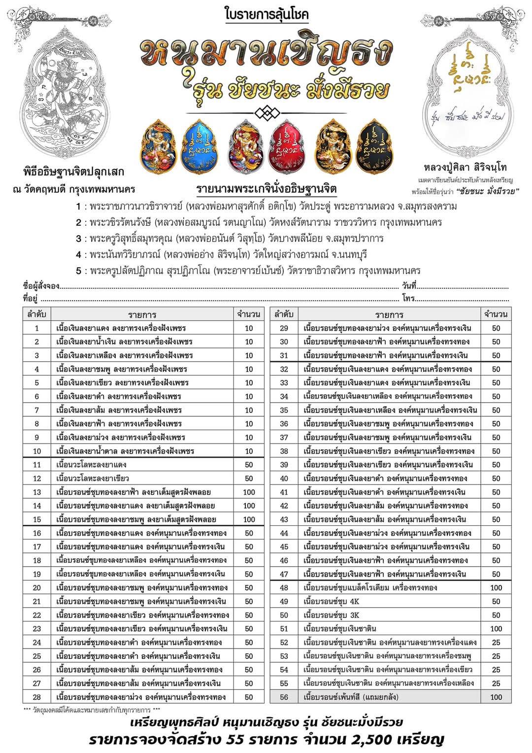 เหรียญหล่อพุทธศิลป์ หนุมานเชิญธง รุ่น ชัยชนะมั่งมีรวย ปลุกเสก15/1/68 (พร้อมส่ง)