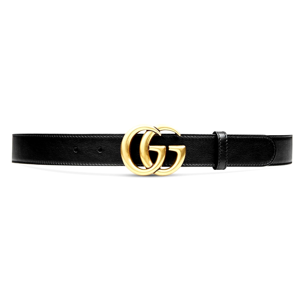 เข็มขัด GUCCI LEATHER BELT WITH DOUBLE G BUCKLE (BLACK) [414516AP00T100075-MA]