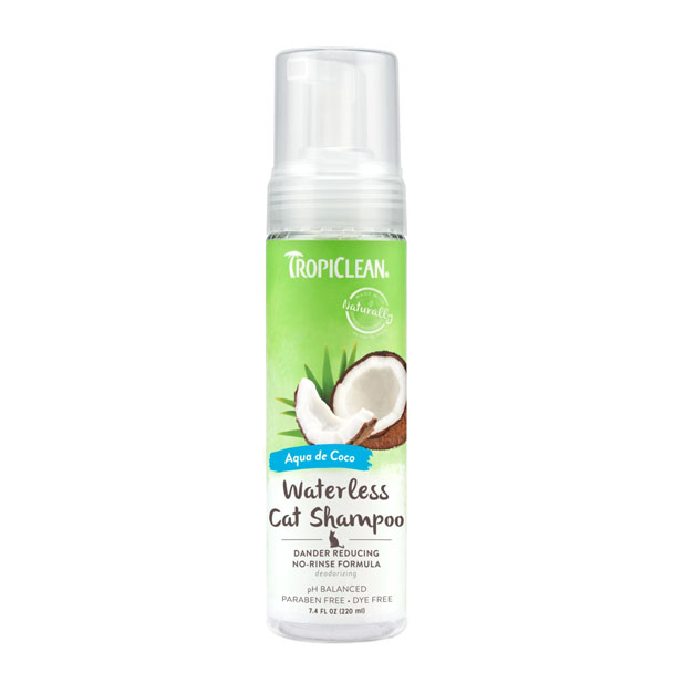 Pedex Tropiclean Waterless Cat Shampoo (Aqua & Coco) 220 Ml. โฟมอาบแห้ง
