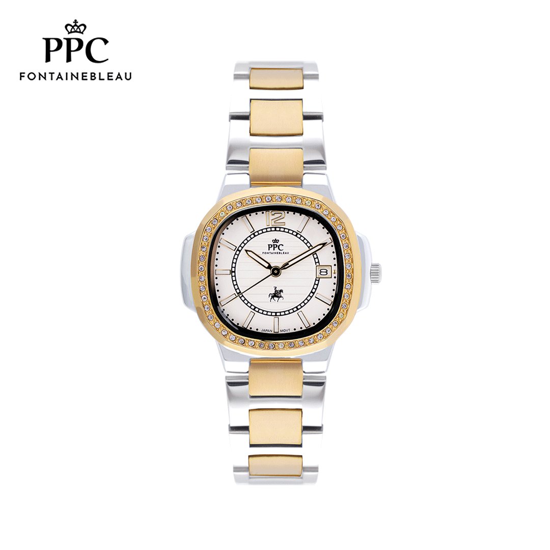 นาฬิกาข้อมือ PARIS POLO CLUB PPC-EB08-SGD-WE MEDICI CLASSIC DATE SILVER GOLD / WHITE [PPC-EB08-SGD-WE]