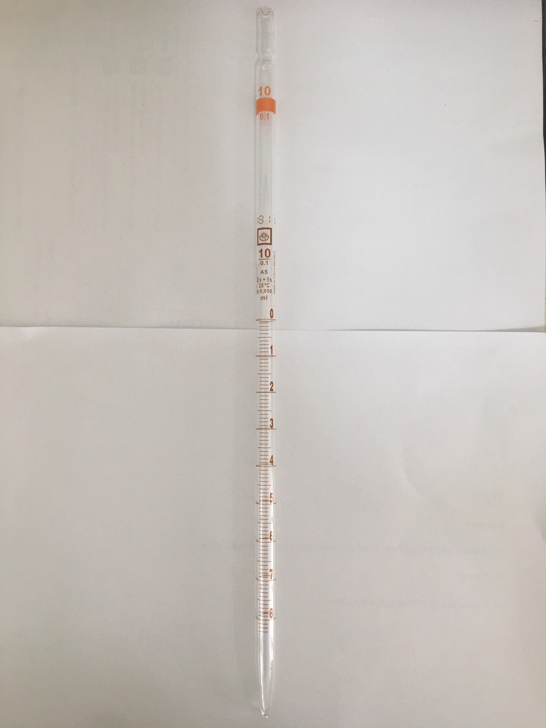 ปิเปตแก้วมีขีดปริมาตร 10 ml Graduated Pipette Class AS "Qualicolor" Czech