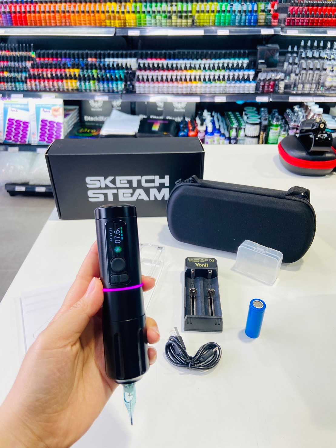 SKETCH STEAM S330 เครื่องสักปากกาไร้สายSKETCH STEAM S330 WIRELESS TATTOO MACHINE