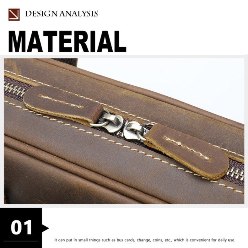 For You Leather LB57 ฺBriefcase กระเป๋าถือ ใส่เอกสาร โน๊ตบุ๊ค มีสายสะพายไหล่ ผู้ชาย หนังแท้ (สีน้ำตาล) LB57