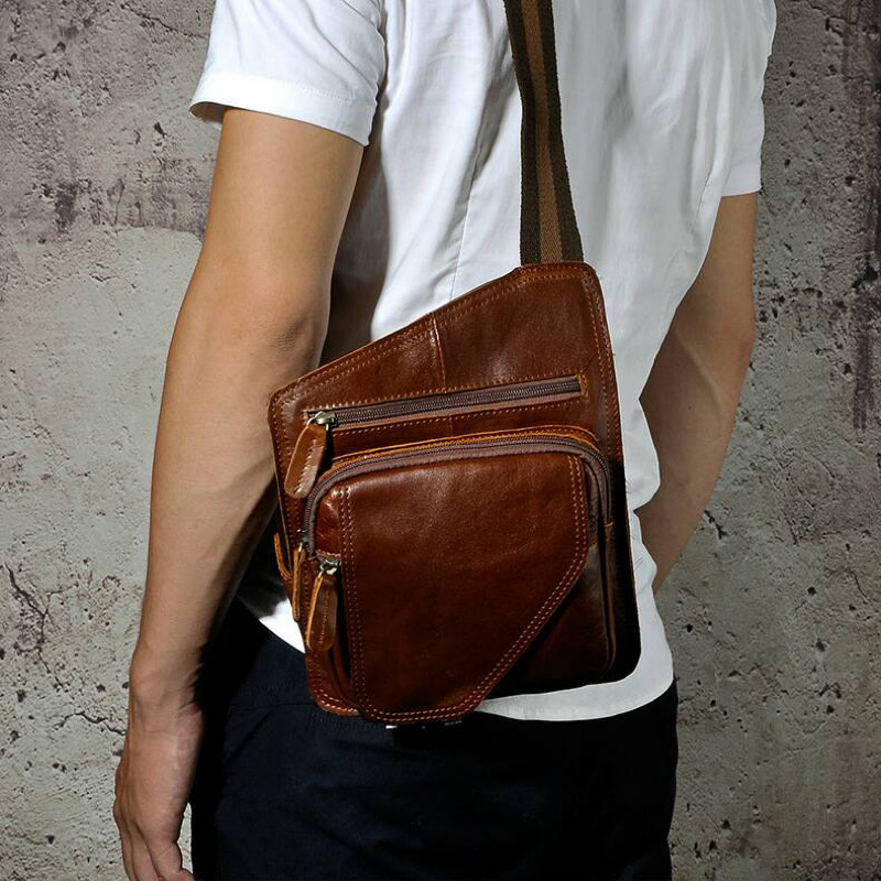 For You Leather LB32 กระเป๋าคาดอก ผู้ชาย หนังแท้ ทรงสี่เหลี่ยม LB32