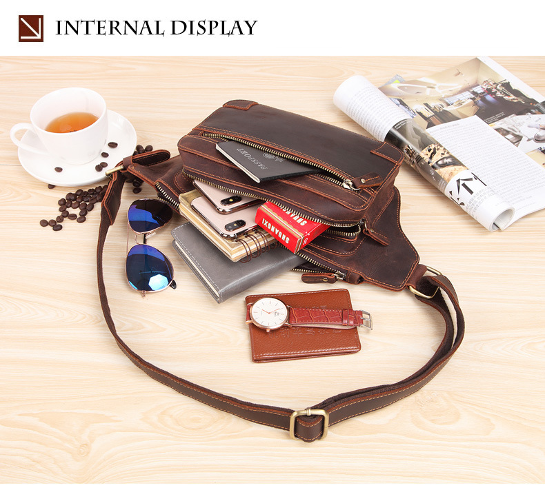 For You Leather LB45 กระเป๋าคาดอก คาดเอว ผู้ชาย หนังแท้ นูบัค ใบใหญ่ LB45