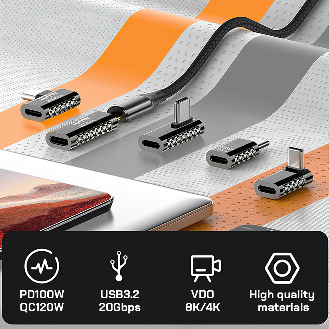 อะแดปเตอร์ USB-C PD100W-5A / QC120W-6A USB3.2 20Gbps