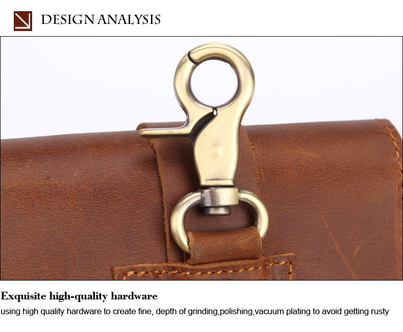 For You Leather LB62 กระเป๋าคาดเอว กระเป๋าคาดเข็มขัด กระเป๋าใส่มือถือ หนังแท้ ทรงตั้ง (น้ำตาล) LB62