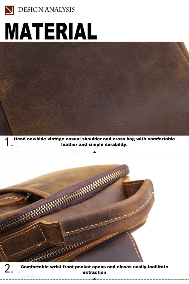 For You Leather LB95 กระเป๋าคาดอก ผู้ชาย หนังแท้ นูบัค (น้ำตาล) LB95