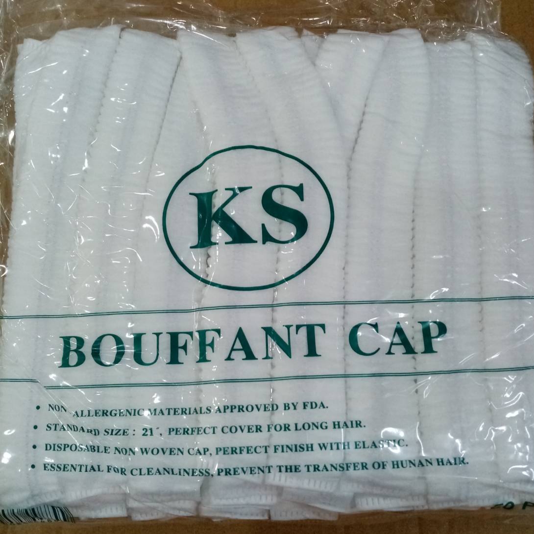 หมวกคลุมศรีษะใยสังเคราะห์ สีขาว (50ชิ้น/ห่อ)