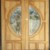ประตูไม้สักกระจกนิรภัยบานคู่