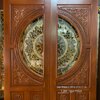 ประตูไม้สักกระจกนิรภัยบานคู่