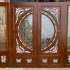 ประตูไม้สักกระจกนิรภัย