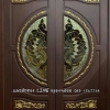 ประตูไม้สักกระจกนิรภัยบานคู่