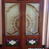 ประตูไม้สักกระจกนิรภัยบานคู่