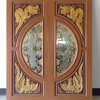 ประตูไม้สักกระจกนิรภัยบานคู่,