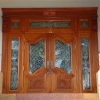 ประตูไม้สักกระจกนิรภัย