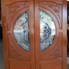 ประตูไม้สักกระจกนิรภัยบานคู่