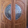 ประตูไม้สักกระจกนิรภัยบานคู่