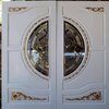 ประตูไม้สักกระจกนิรภัยบานคู่