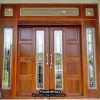 ประตูไม้สักกระจกนิรภัยบานเลื่อนบานประตูไม้สักปิด เปิด