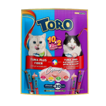Toro แมวเลีย - ปลาทูน่าผสมไฟเบอร์ + ปลาทูน่าและคัตทสึโอะบูชิผสมหอยเชลล์ 15 กรัม **แพค 20 ซอง