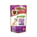 Jerhigh เนื้อไก่ผสมเนื้อวัวในเยลลี่ 130 กรัม ม่วง