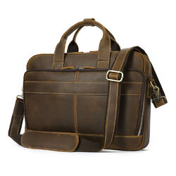 For You Leather LB57 ฺBriefcase กระเป๋าถือ ใส่เอกสาร โน๊ตบุ๊ค มีสายสะพายไหล่ ผู้ชาย หนังแท้ (สีน้ำตาล) LB57