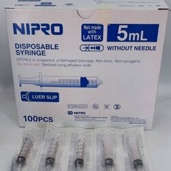กระบอกฉีดยา 5 ml Disposable Syringe, Luer Slip "NIPRO" (100ชิ้น/กล่อง)