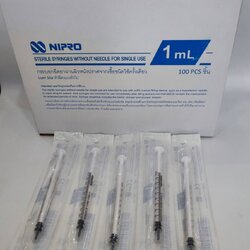 กระบอกฉีดยา 1 ml Disposable Syringe, Luer Slip "NIPRO" (100ชิ้น/กล่อง)