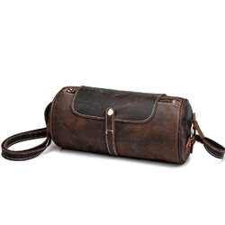 For You Leather LB29-1 กระเป๋าสะพายพาดลำตัว ผู้ชาย หนังแท้ ทรงกระบอก LB29-1