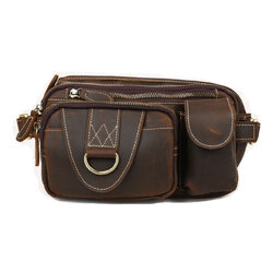 For You Leather LB86 กระเป๋าคาดเอว คาดอก หนังแท้ กระเป๋าพ่อค้า กระเป๋าแม่ค้า หนังแท้พรีเมียม ช่องเยอะ (น้ำตาล) LB86