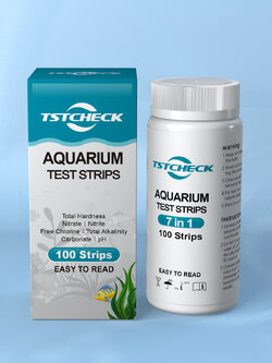 กระดาษทดสอบคุณภาพน้ำ (น้ำจืด) สำหรับตู้ปลาตู้ไม้น้ำ 7 in 1 - Aquarium Test Trip 7 in 1