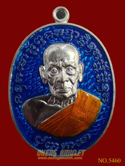 เหรียญเจริญพร 2 หลวงพ่อพัฒน์ ปุญญกาโม พิมพ์ครึ่งองค์ เนื้อเงินลงยาฟ้า