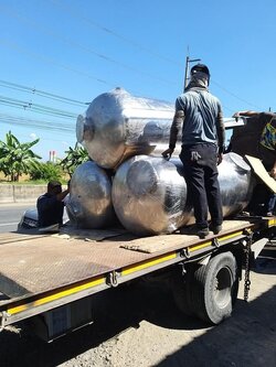 ถังกรองสแตนเลส 48 นิ้ว สูง 150 ซม. เส้นผ่าศูนย์กลาง 120 ซม. หนา 3 มม.