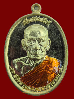 เหรียญ รุ่นเลื่อนสมณศักดิ์ หลวงพ่อพัฒน์ พิมพ์เหรียญใข่ เนื้อทองทิพย์ลงยาจีวร