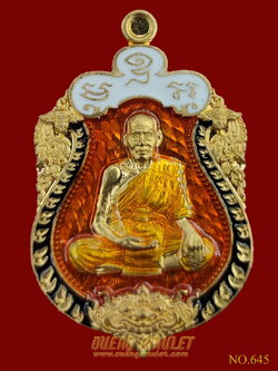 เหรียญเพชรกลับเหนือดวง หลวงพ่อพัฒน์ ทองทิพย์ลงยาส้มขอบดำ