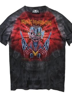 เสื้อวง Iron Maiden Somewhere Back In Time มัดย้อม ปี 1987 ป้ายผีเสื้อ Symmetria หายาก Size Lสินค้าลิขสิทธิ์แท้ 100%