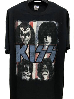 เสื้อวง Kiss 4 Faces Usa Flag ตอกปีจาง Size XL สินค้าลิขสิทธิ์แท้ 100%