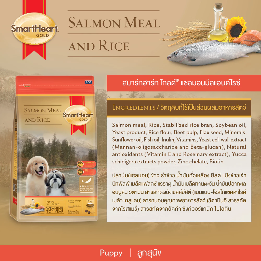 SmartHeart Gold Salmon Meal and Rice ลูก - แซลมอน/ข้าว 1 Kg